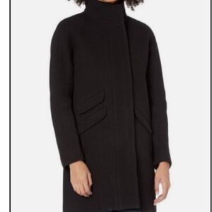 J.Crew Womens a black Cocoon Coat in Italian stadium cloth full zip 00